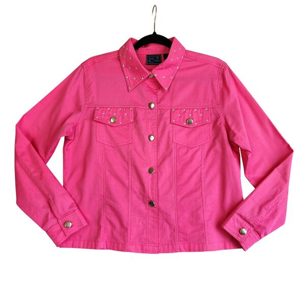 Jane Ashley Tops - Jane Ashley Womens Rhinestone Western Shirt Size Medium Pink Cowgirl Rodeo Texas